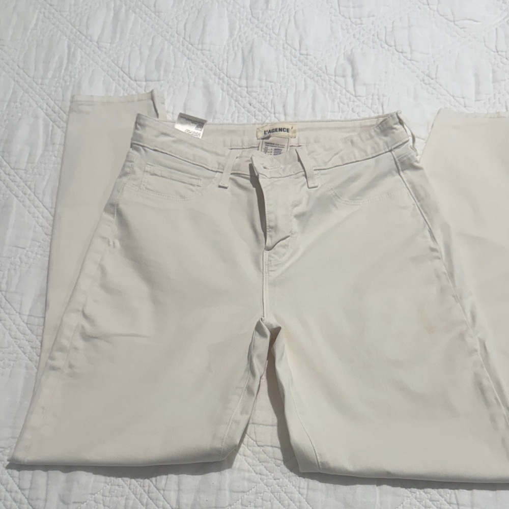 L'AGENCE Cream Ankle Cropped Pants